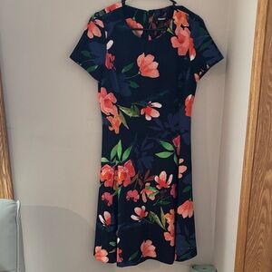 DKNY Navy Floral Midi Dress